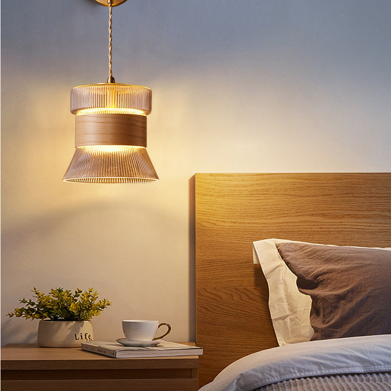 Japanese Style Glass Wall Lamp Modern Bedroom Bedside
