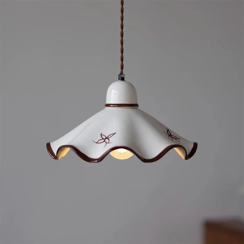Nordic Brass Ceramic Pendant Bedside Light