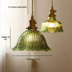 Japanese Retro Brass Glass Pendant Light