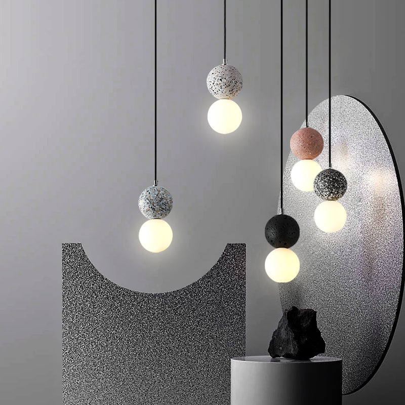 Nordic Terrazzo Pendant Light with Glass Shade