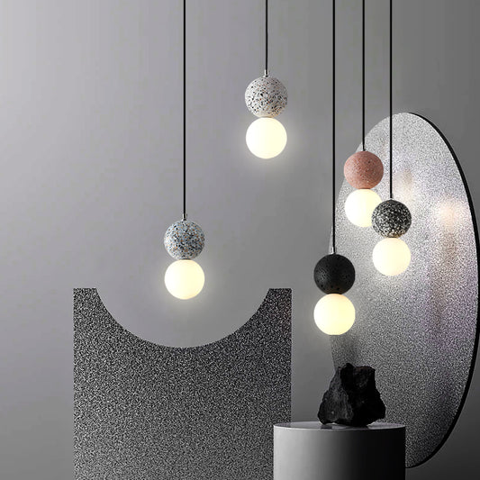 Nordic Terrazzo Pendant Light with Glass Shade