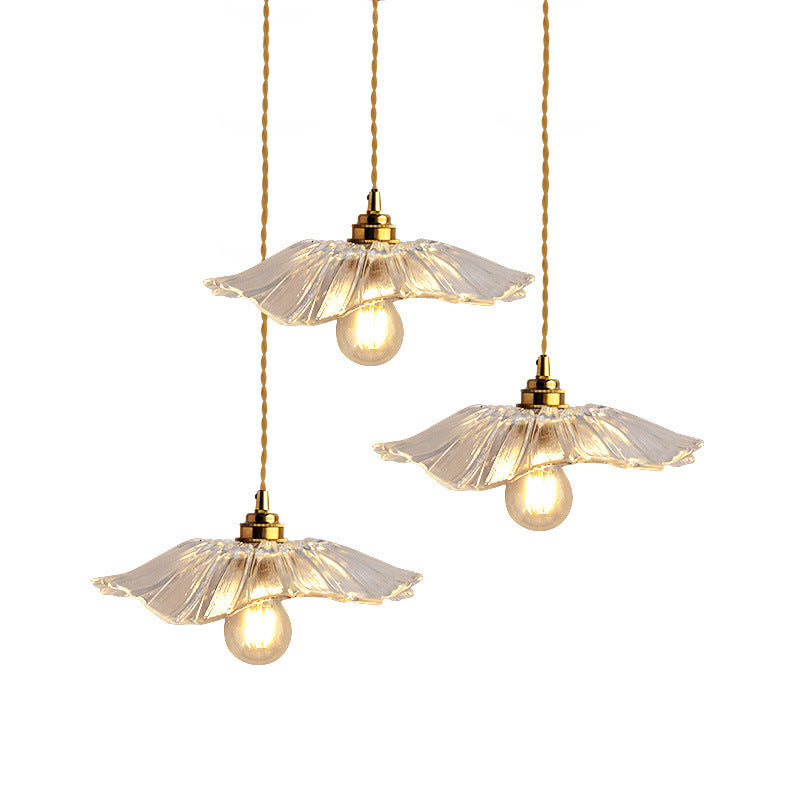 Japanese Glass Pendant Ceiling Light with Copper Accents