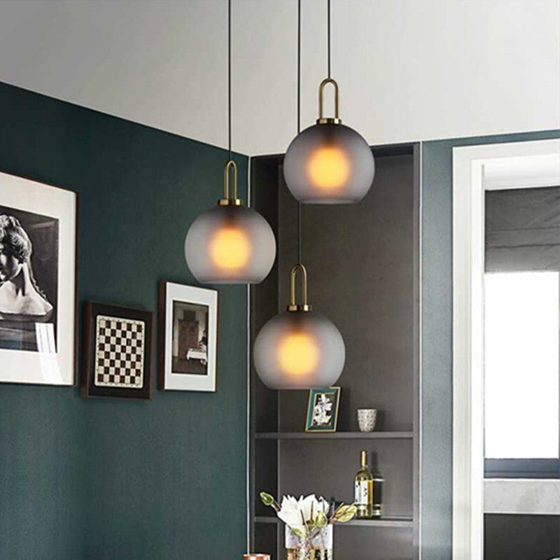 Nordic Glass Ball Pendant Light Iron Frame