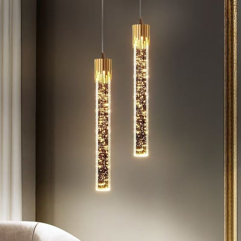 Lámpara colgante de cristal redonda, moderna, para mesita de noche
