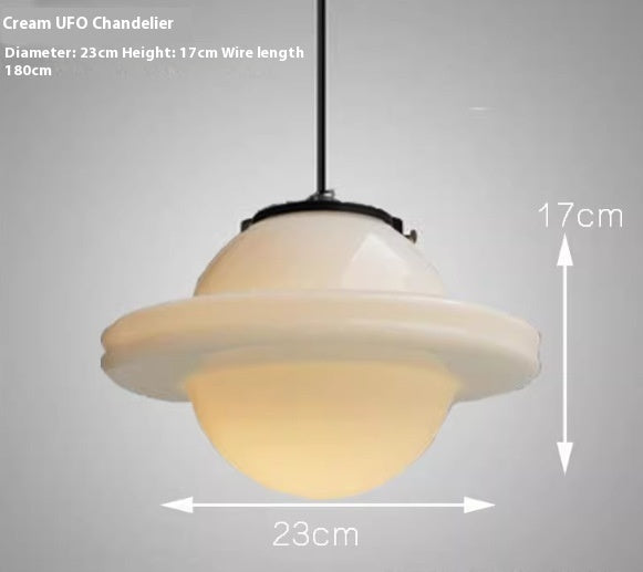 Retro Industrial Cream Pendant Light with Iron Frame