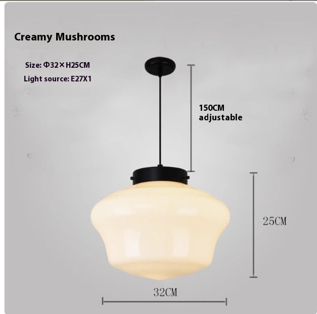 Retro Industrial Cream Pendant Light with Iron Frame