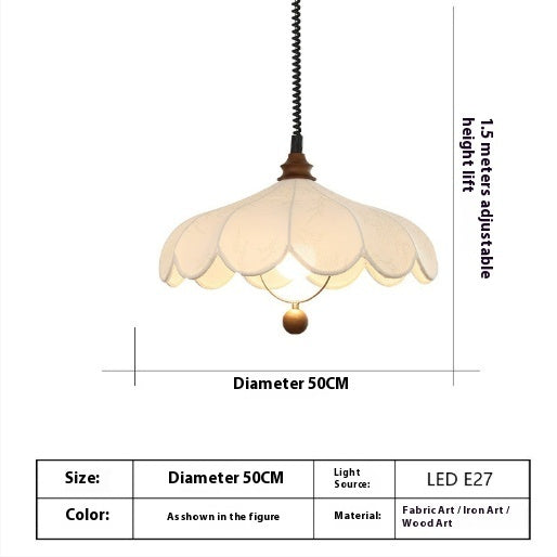 French Retro Cream Retractable Ceiling Chandelier