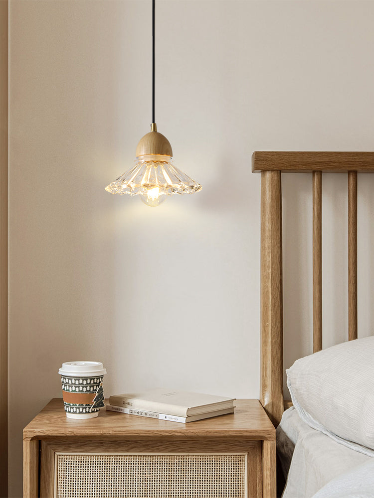 Wood Glass Three-Head Nordic Pendant Chandelier