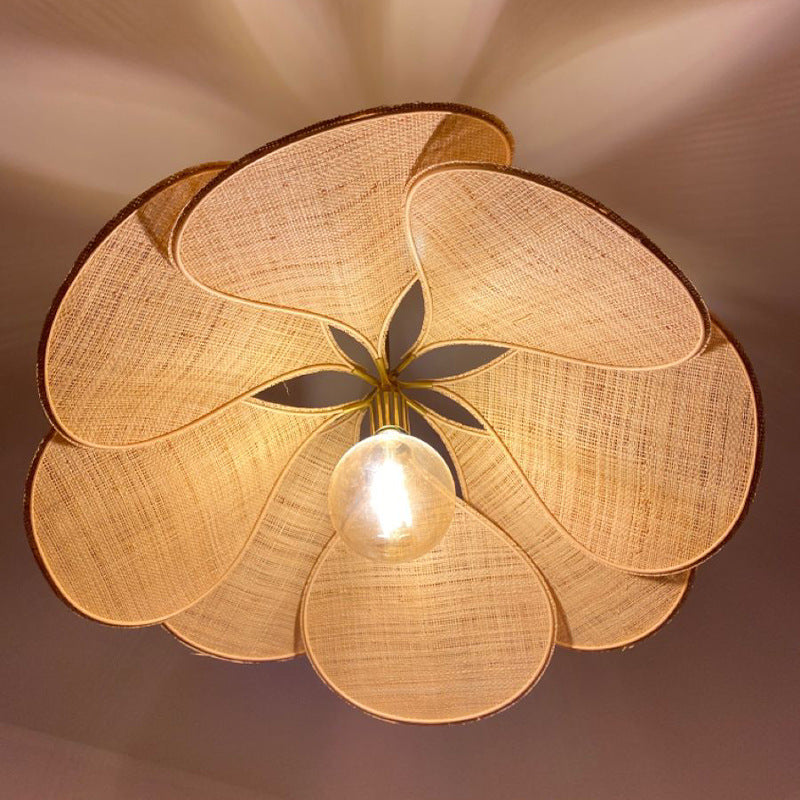 Bohemian Fabric & Wood Pendant Light