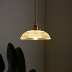 Japanese Glass Pendant Ceiling Light with Copper Accents
