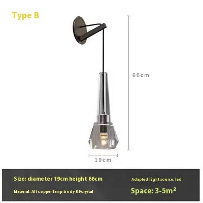 Crystal Copper Wall Pendant Light Modern Aisle