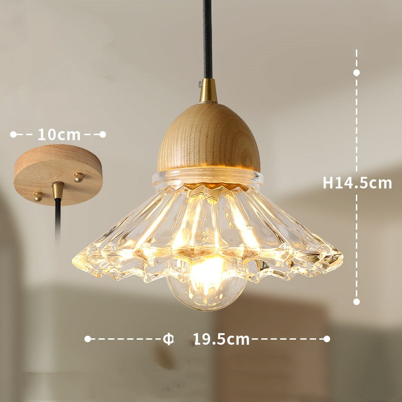 Wood Glass Three-Head Nordic Pendant Chandelier